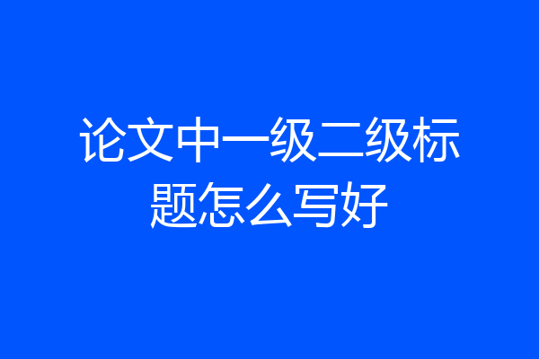 论文中一级二级标题怎么写好