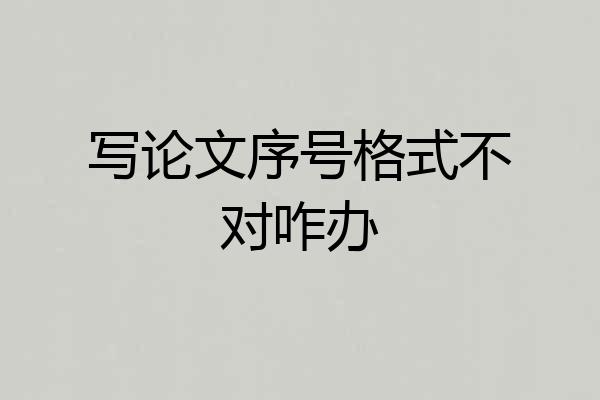 写论文序号格式不对咋办