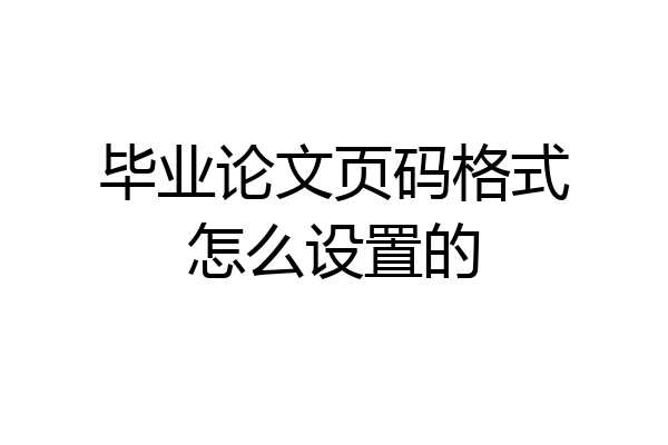 毕业论文页码格式怎么设置的