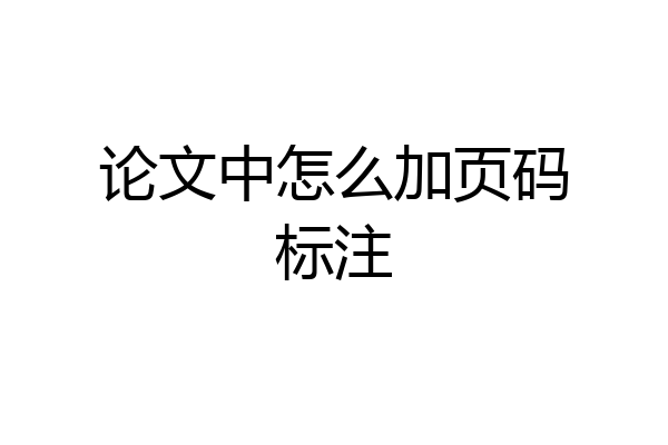 论文中怎么加页码标注