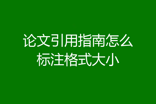 论文引用指南怎么标注格式大小
