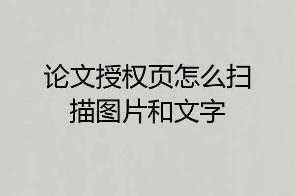 论文授权页怎么扫描图片和文字