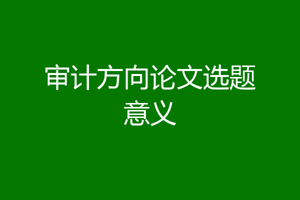 审计方向论文选题意义