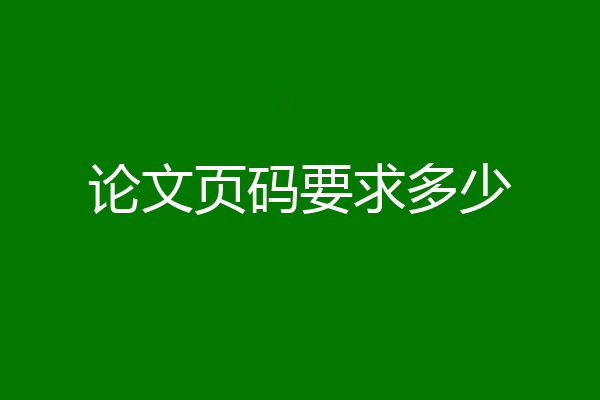 论文页码要求多少