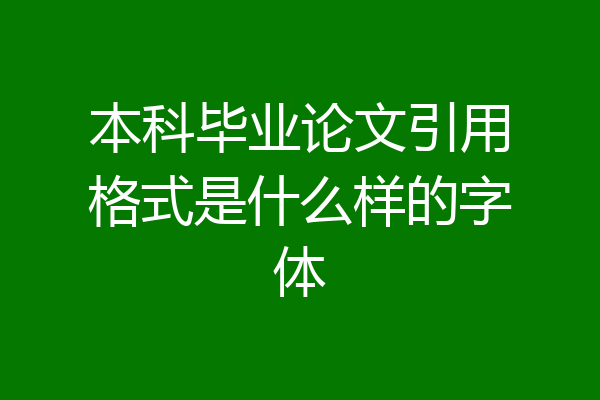 本科毕业论文引用格式是什么样的字体
