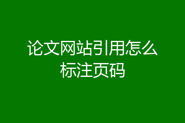 论文网站引用怎么标注页码