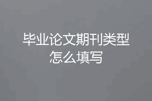 毕业论文期刊类型怎么填写