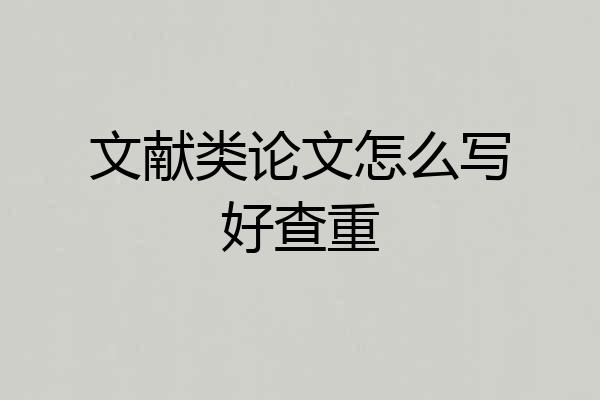 文献类论文怎么写好查重