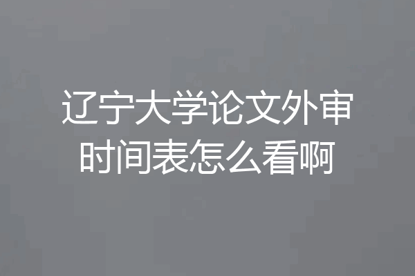 辽宁大学论文外审时间表怎么看啊