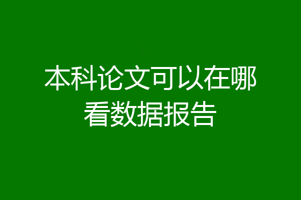 本科论文可以在哪看数据报告