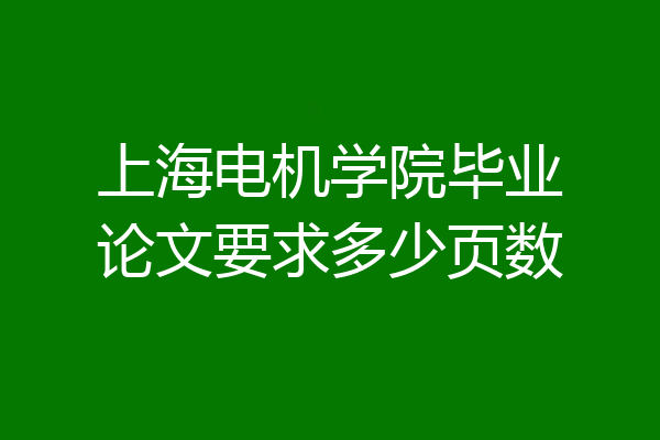 上海电机学院毕业论文要求多少页数