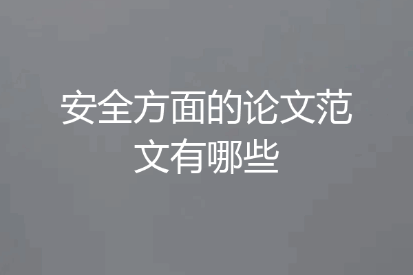 安全方面的论文范文有哪些