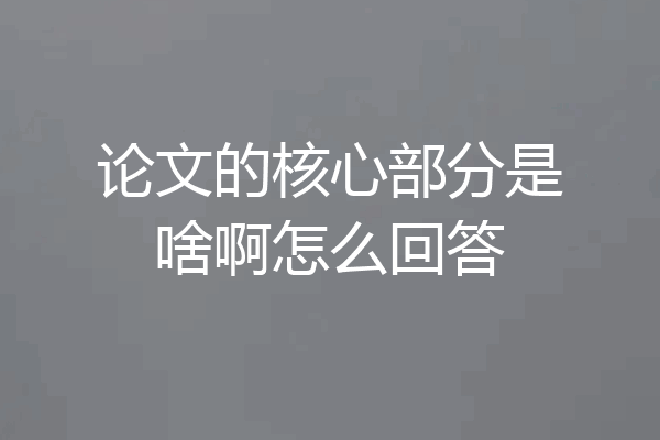论文的核心部分是啥啊怎么回答