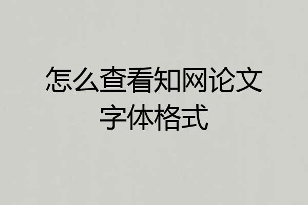 怎么查看知网论文字体格式