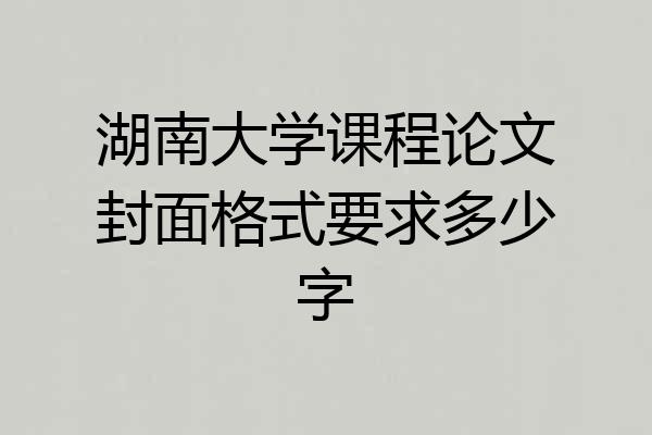 湖南大学课程论文封面格式要求多少字