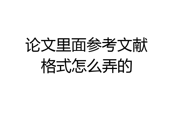 论文里面参考文献格式怎么弄的