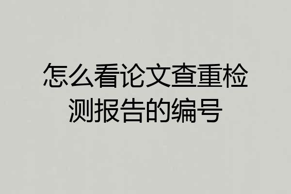 怎么看论文查重检测报告的编号