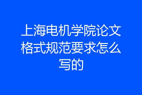 上海电机学院论文格式规范要求怎么写的