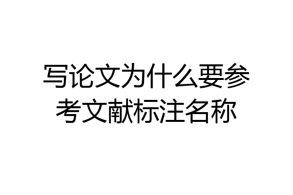 写论文为什么要参考文献标注名称
