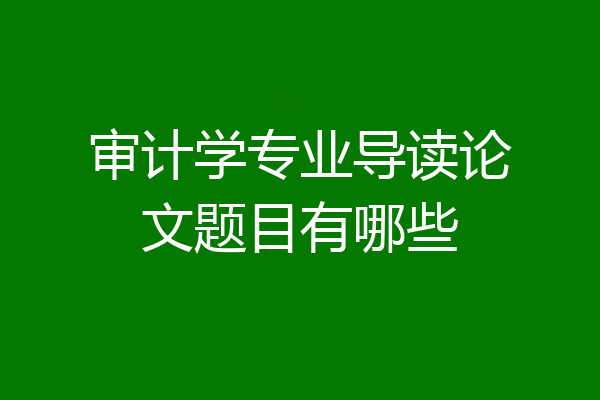 审计学专业导读论文题目有哪些