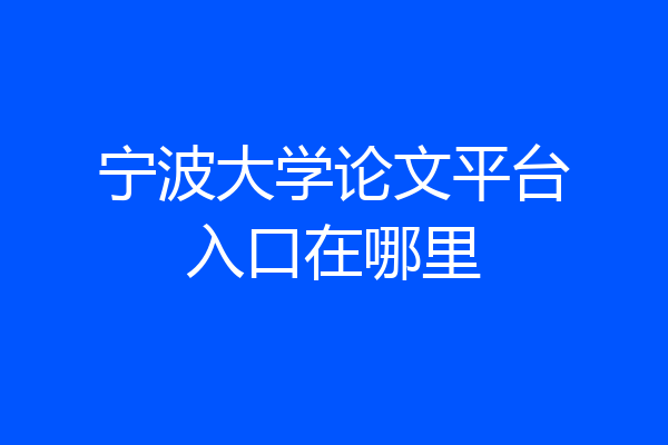 宁波大学论文平台入口在哪里