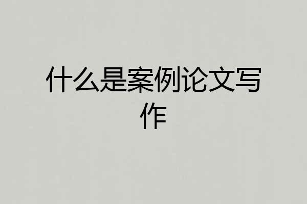 什么是案例论文写作