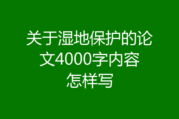 关于湿地保护的论文4000字内容怎样写