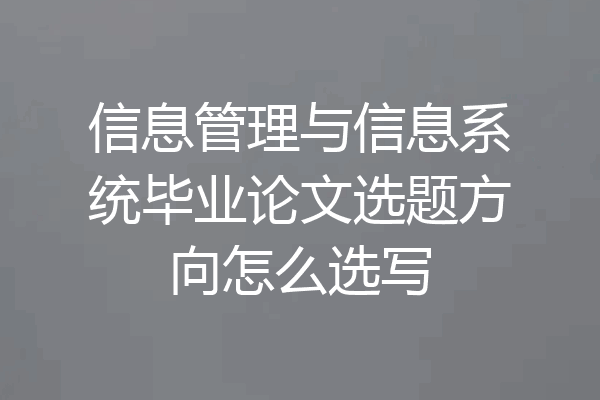 信息管理与信息系统毕业论文选题方向怎么选写