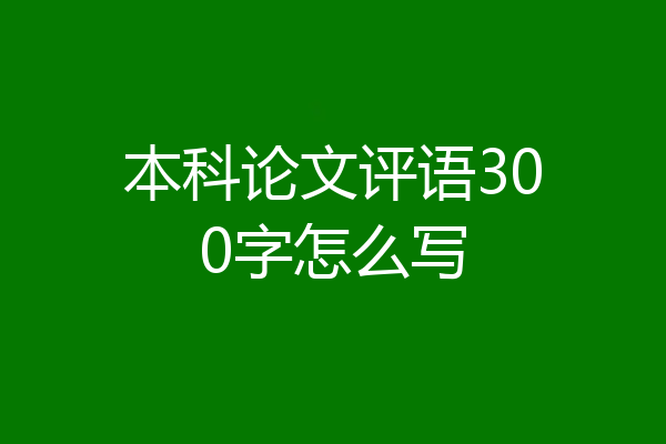 本科论文评语300字怎么写