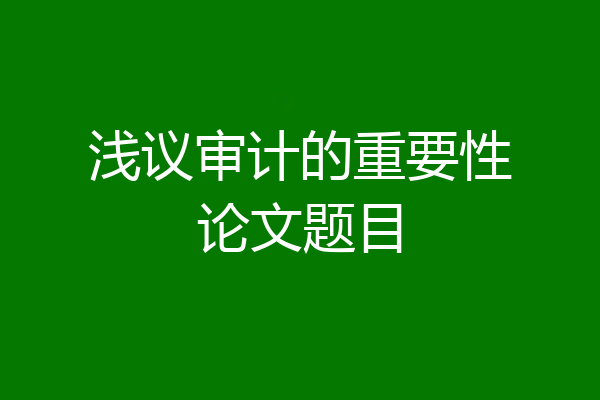 浅议审计的重要性论文题目