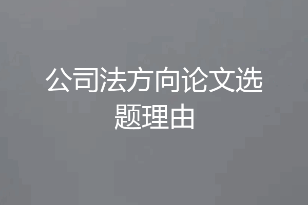 公司法方向论文选题理由