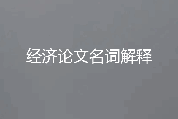 经济论文名词解释