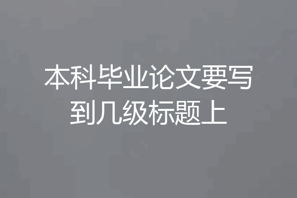 本科毕业论文要写到几级标题上