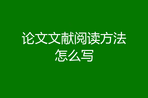 论文文献阅读方法怎么写