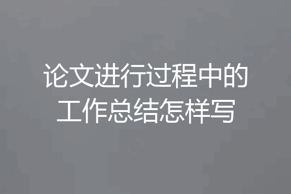 论文进行过程中的工作总结怎样写