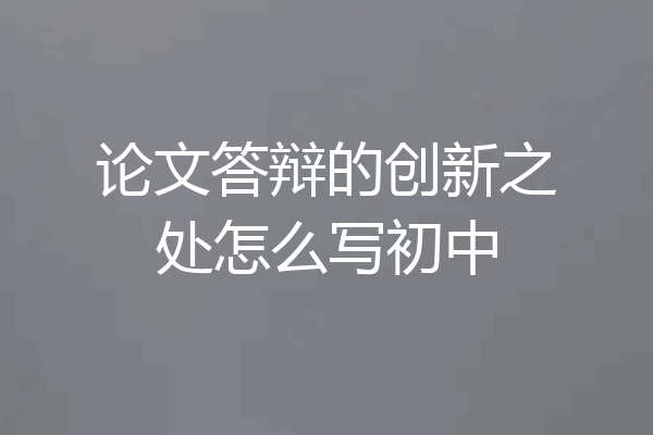 论文答辩的创新之处怎么写初中