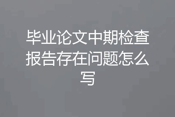 毕业论文中期检查报告存在问题怎么写