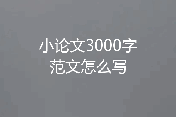 小论文3000字范文怎么写