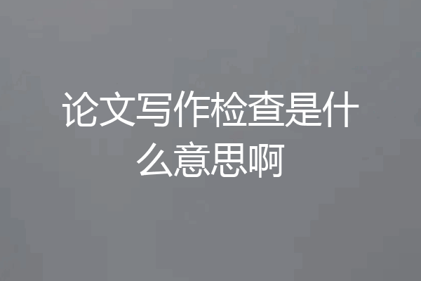 论文写作检查是什么意思啊
