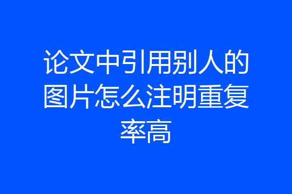 论文中引用别人的图片怎么注明重复率高