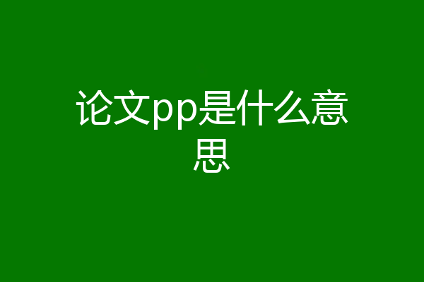 论文pp是什么意思