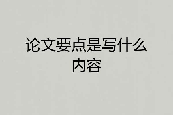 论文要点是写什么内容