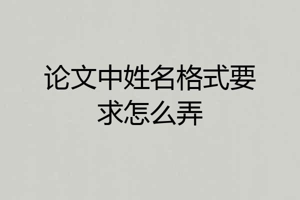 论文中姓名格式要求怎么弄