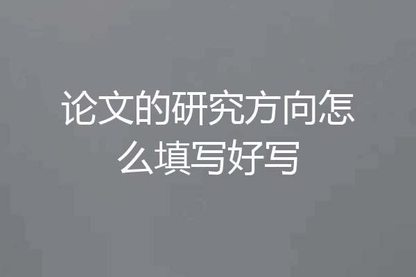 论文的研究方向怎么填写好写