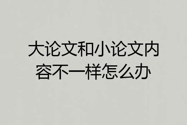 大论文和小论文内容不一样怎么办
