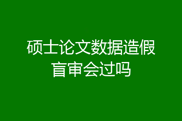 硕士论文数据造假盲审会过吗