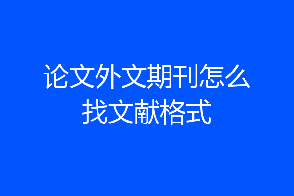 论文外文期刊怎么找文献格式