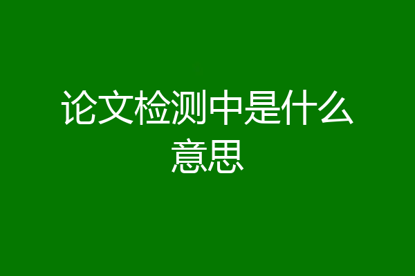 论文检测中是什么意思
