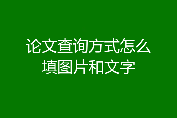 论文查询方式怎么填图片和文字