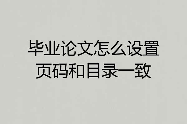 毕业论文怎么设置页码和目录一致